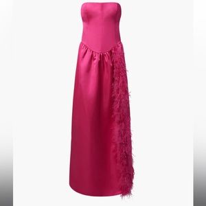 WEWOREWHAT Corset Feathered Gown in Magenta Size 00